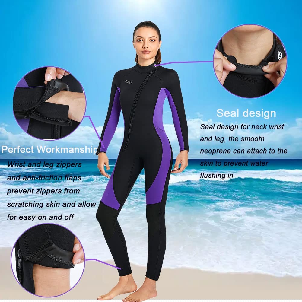 Skyone full-body 3mm neoprene wetsuit for women and men, designed for diving and water sports activities.