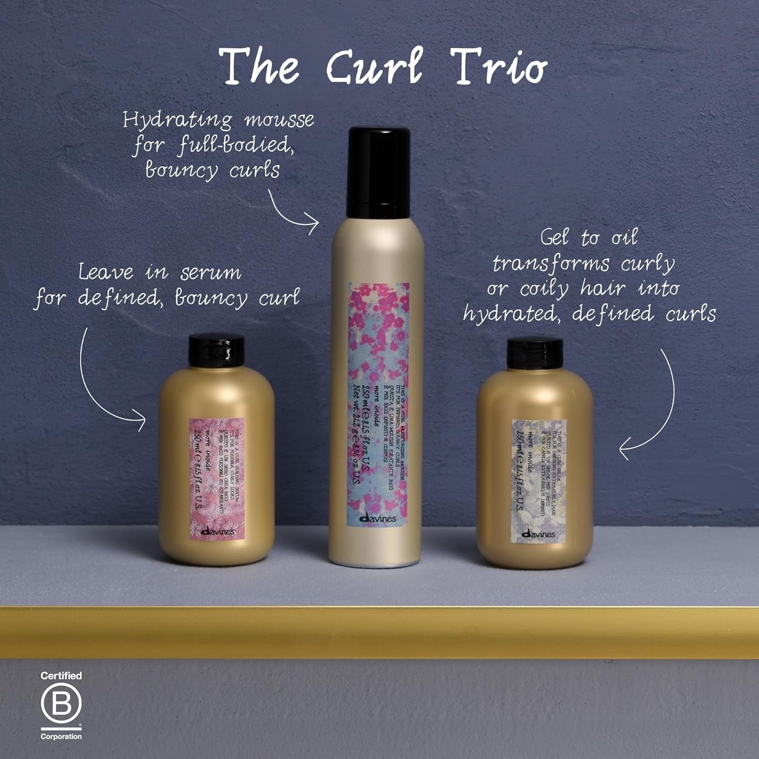 Davines This is a Curl Gel Oil bottle for curly hair, shown with its label and product packaging.