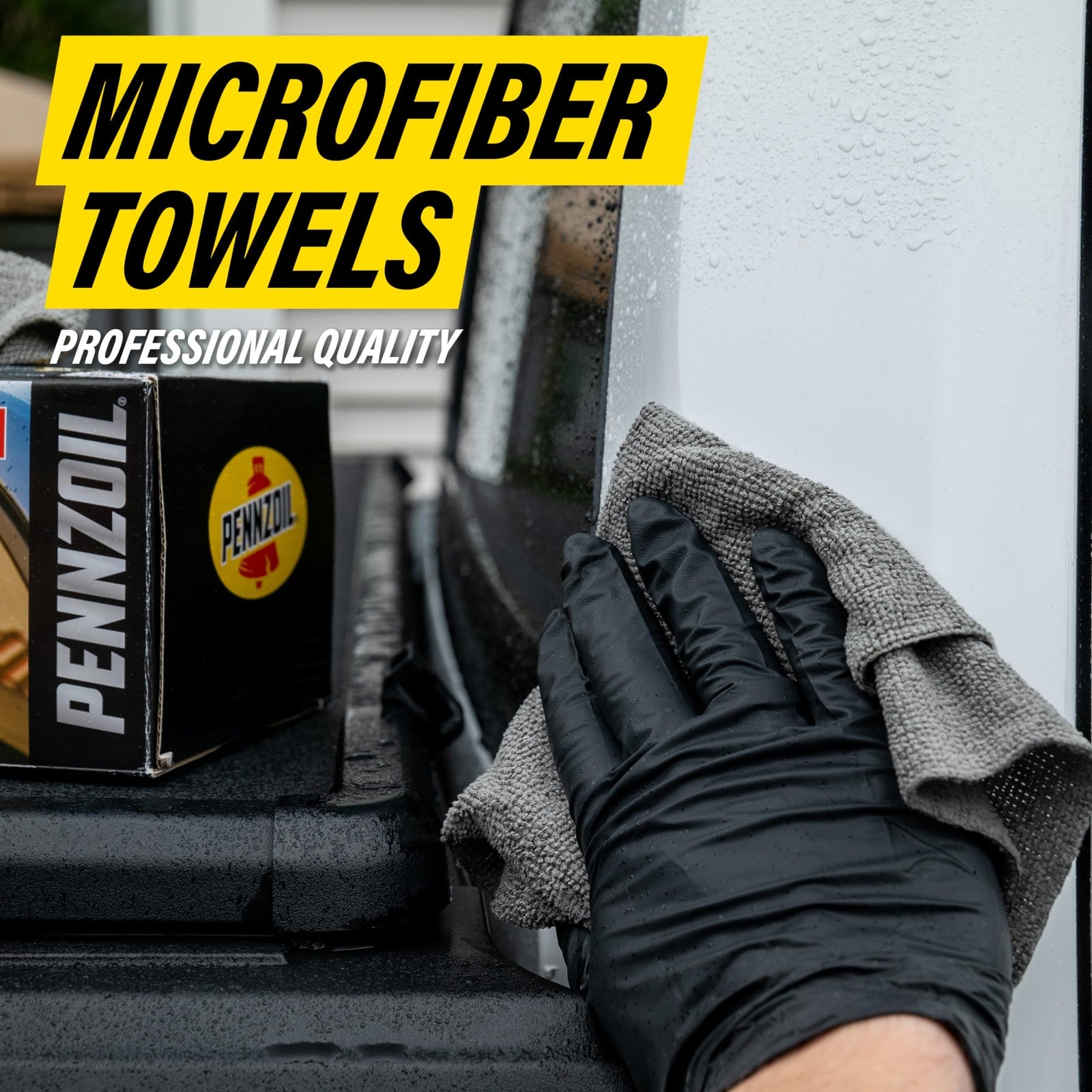 Black+Decker Pennzoil microfiber towels in a 30-pack, 12x12 inch cloths for effective cleaning and detailing.