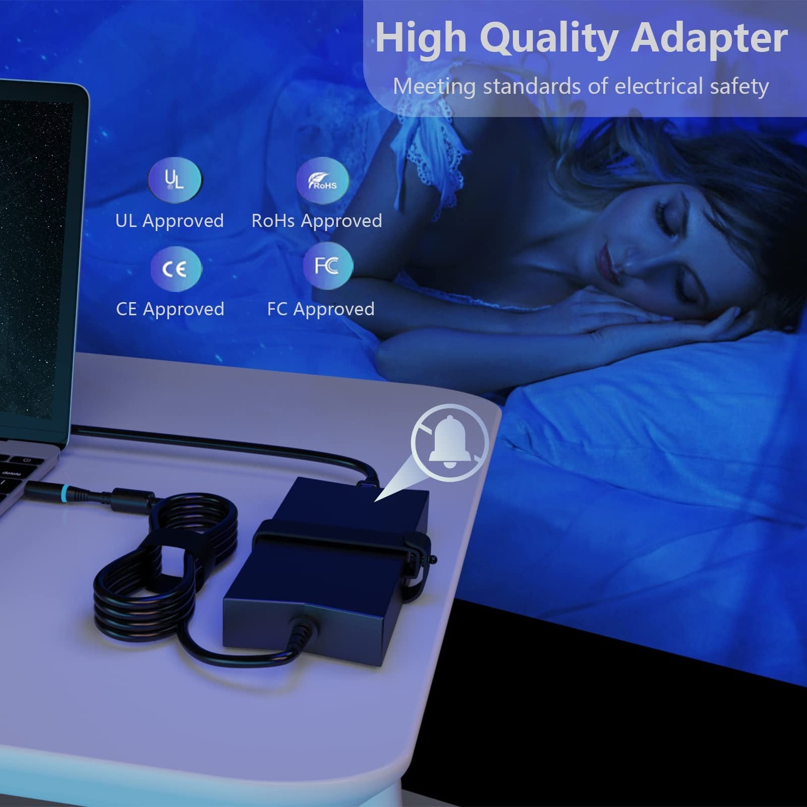 Unbranded Zhiy 130W laptop charger compatible with Dell G3 15 3500, Inspiron 15 7000 7559, showing the power adapter and cable.