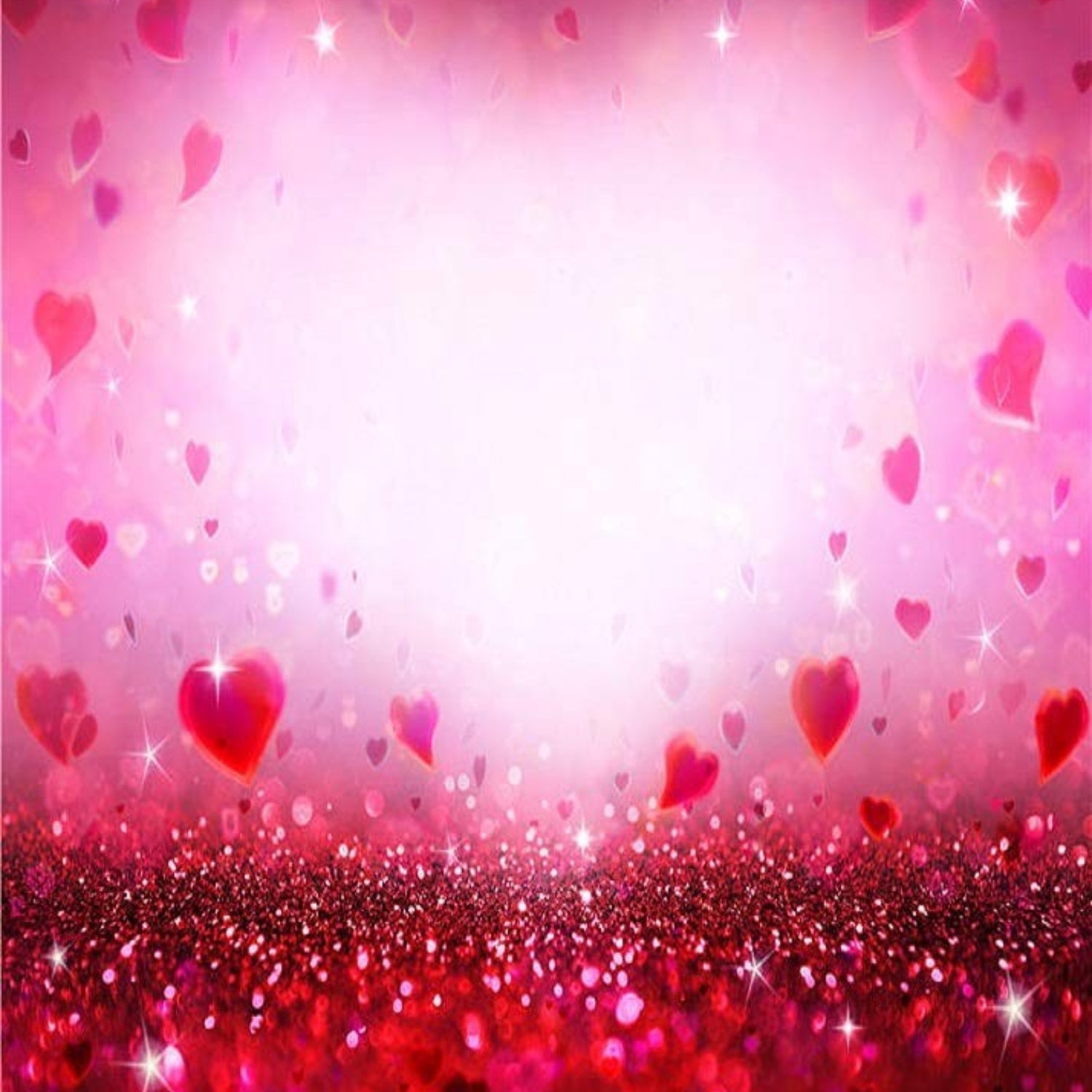 INRUI RUINI Valentine's photography backdrop with red hearts, love theme, shiny sparkling surface for romantic photo shoots.
