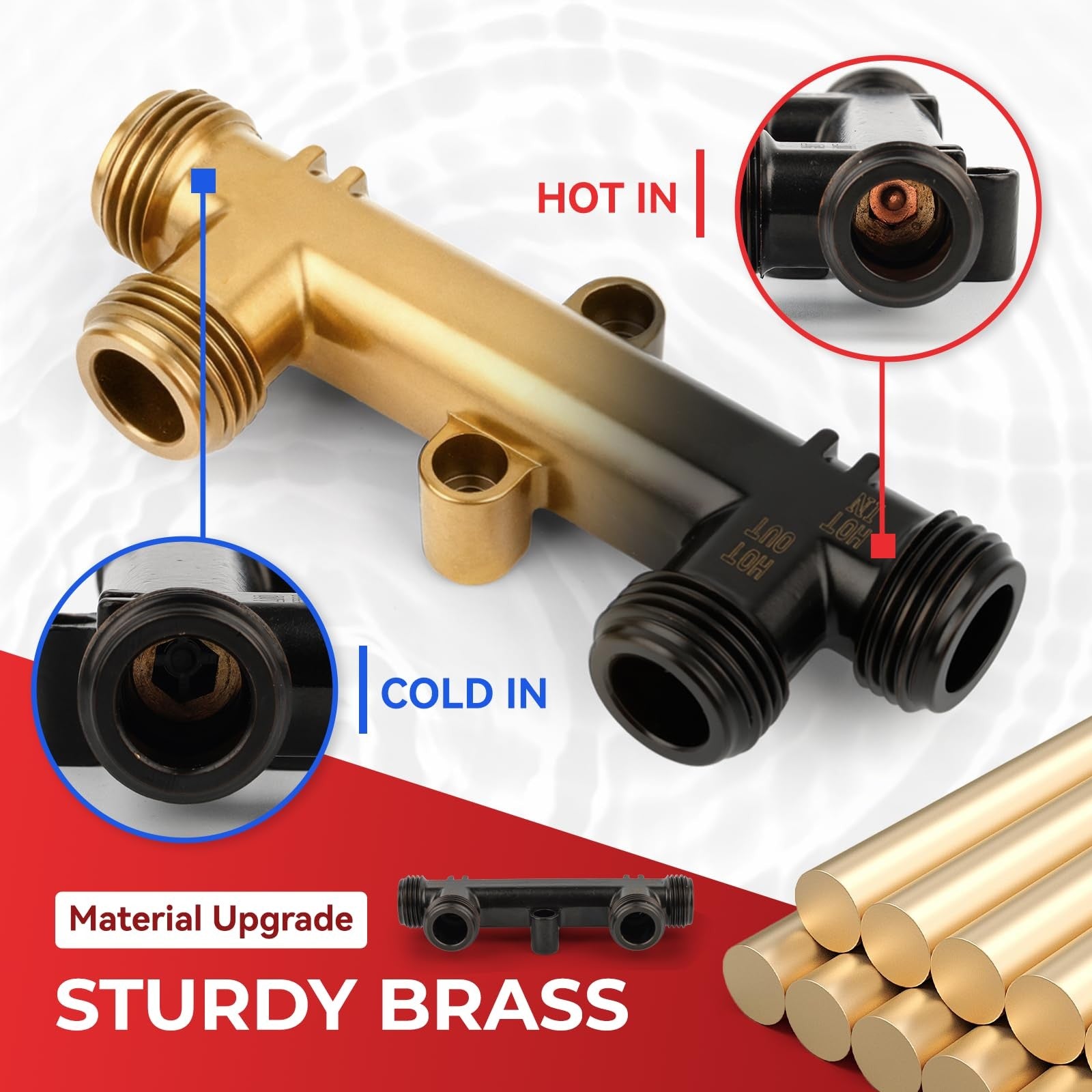 Ruiehang WP596816 OEM brass hot water recirculating pump kit with Watts motor, shown with pump components and plumbing connections.