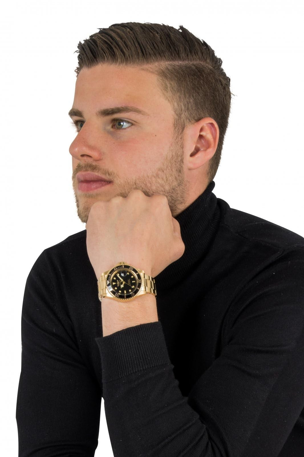 Invicta Pro Diver men's gold quartz watch with 20mm stainless steel band, new in box