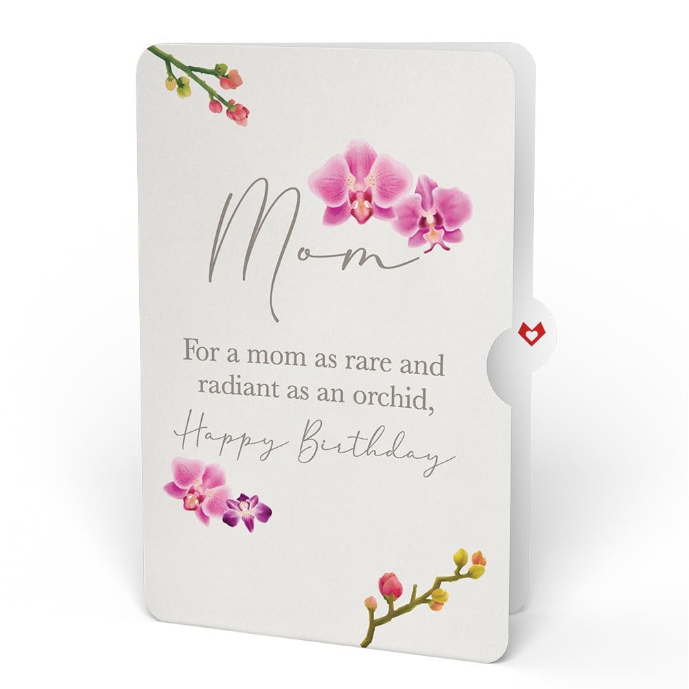 Lovepop birthday bouquet for mom featuring intricate orchid paper flowers and a birthday sentiment on a 12-inch card