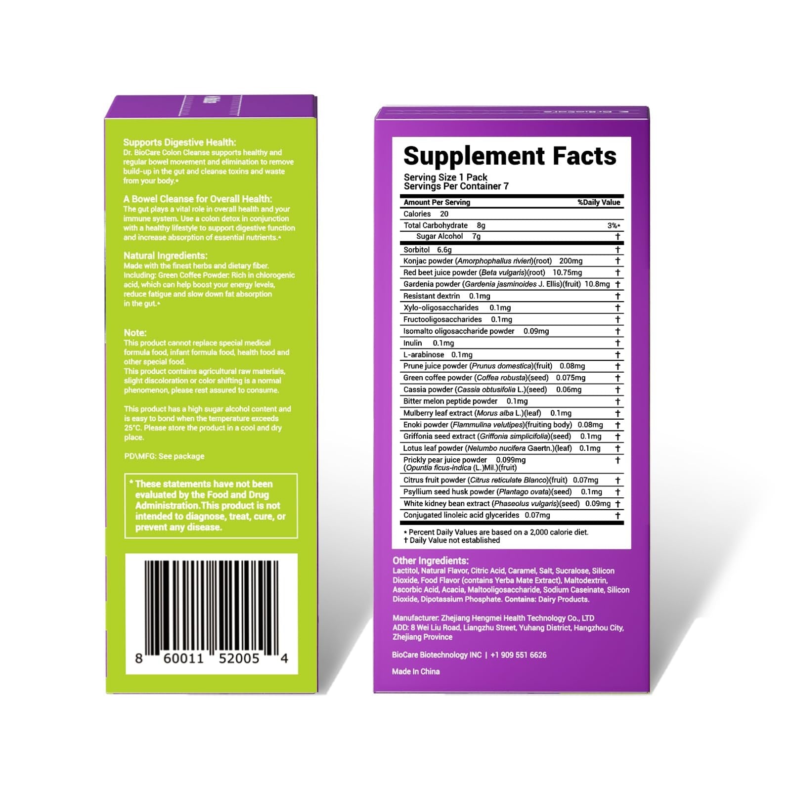 DrBioCare Colon 7 Days Cleanse supplement box showing packaging with product name for detox and digestive support.