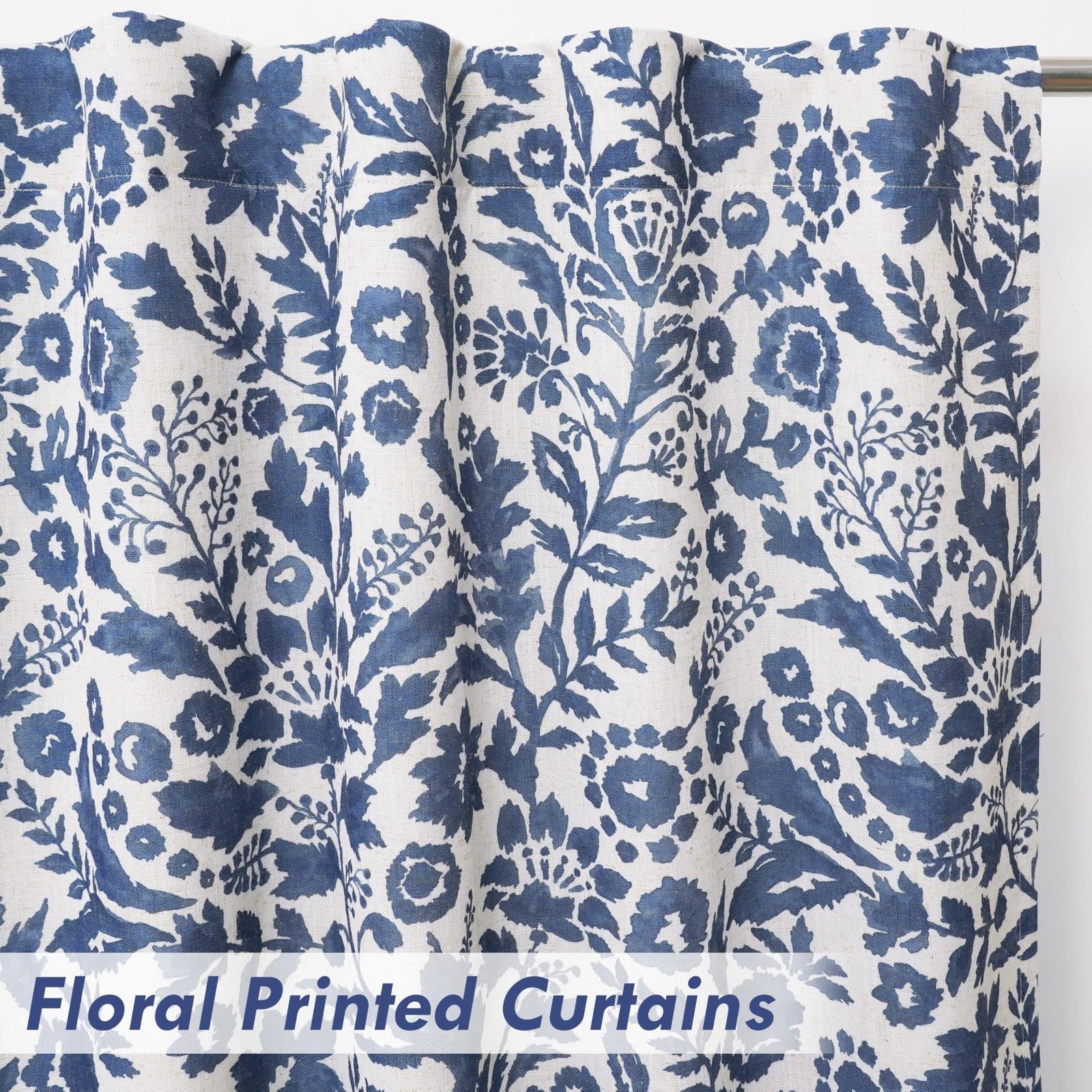DriftAway Julia Watercolor blackout curtain with thermal lining, black with colorful watercolor pattern for room darkening and insulation.