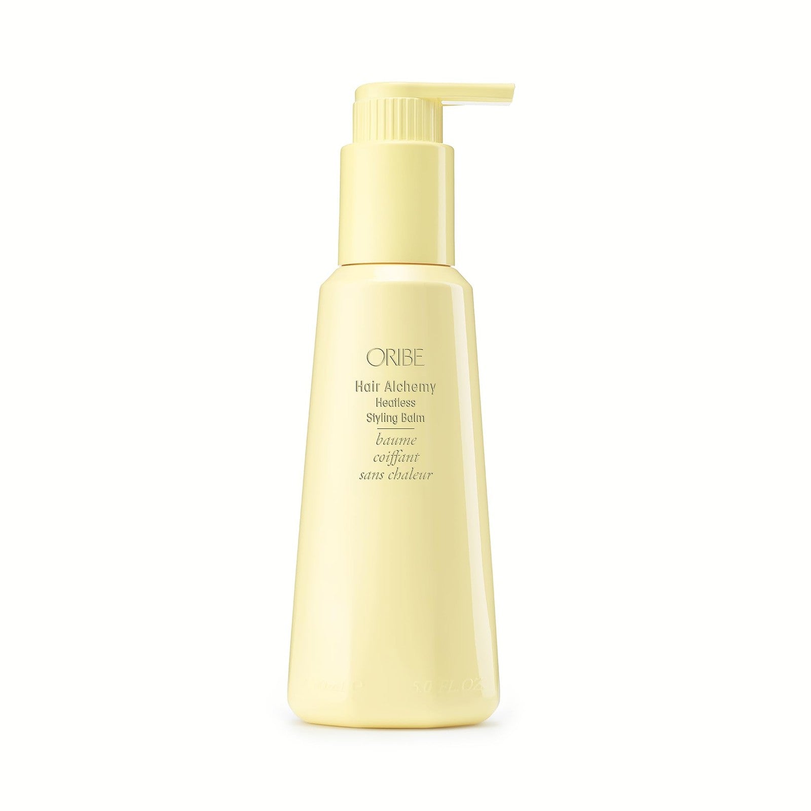 ORIBE Hair Alchemy Heatless Styling Balm jar with label, showcasing the luxurious hair care product on a white background.