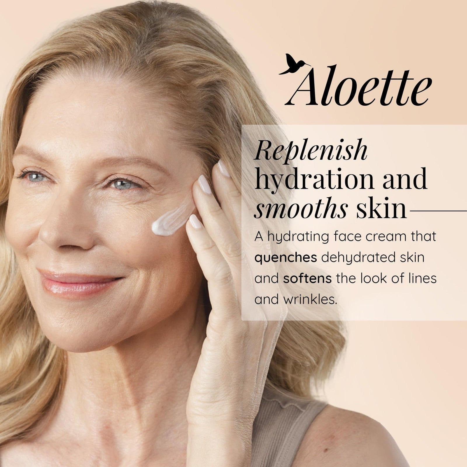 Aloette Maximum Moisture anti-aging face cream jar with smooth, creamy texture and white packaging for youthful skin.