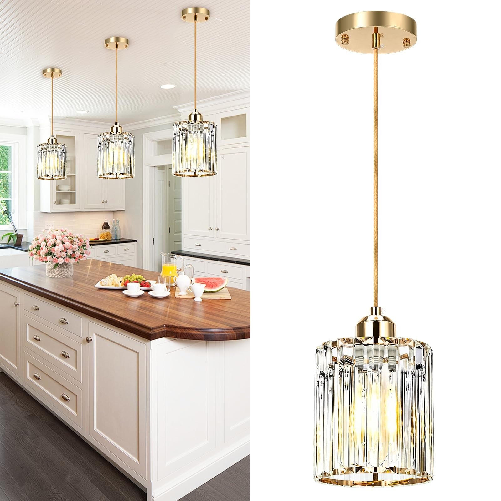 WKWKTOTO pendant light fixture for kitchen island, modern and elegant design with sleek metal finish and stylish illumination.