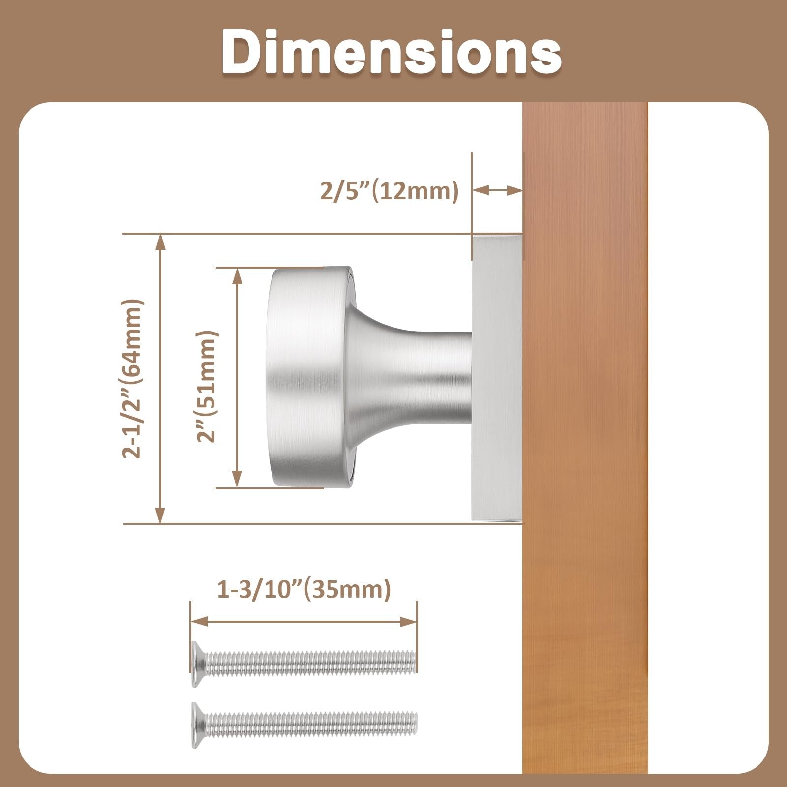 Probrico brushed nickel dummy square door knobs set of two for interior doors, featuring sleek modern design.