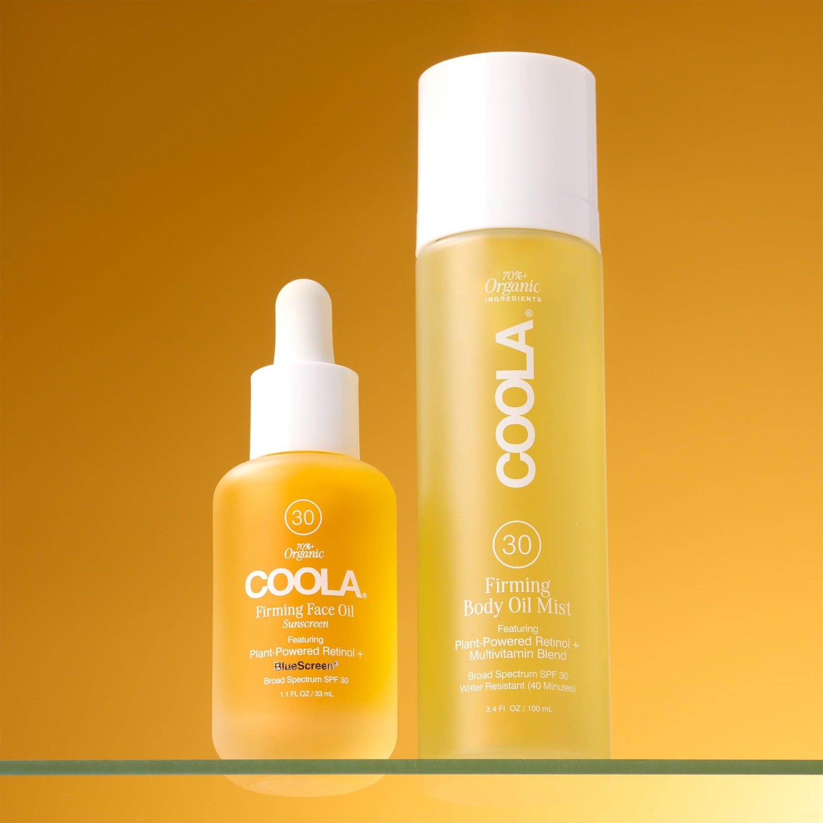 COOLA Firming Body Oil Mist SPF 30, organic lightweight hydrating sunscreen spray with nourishing ingredients.