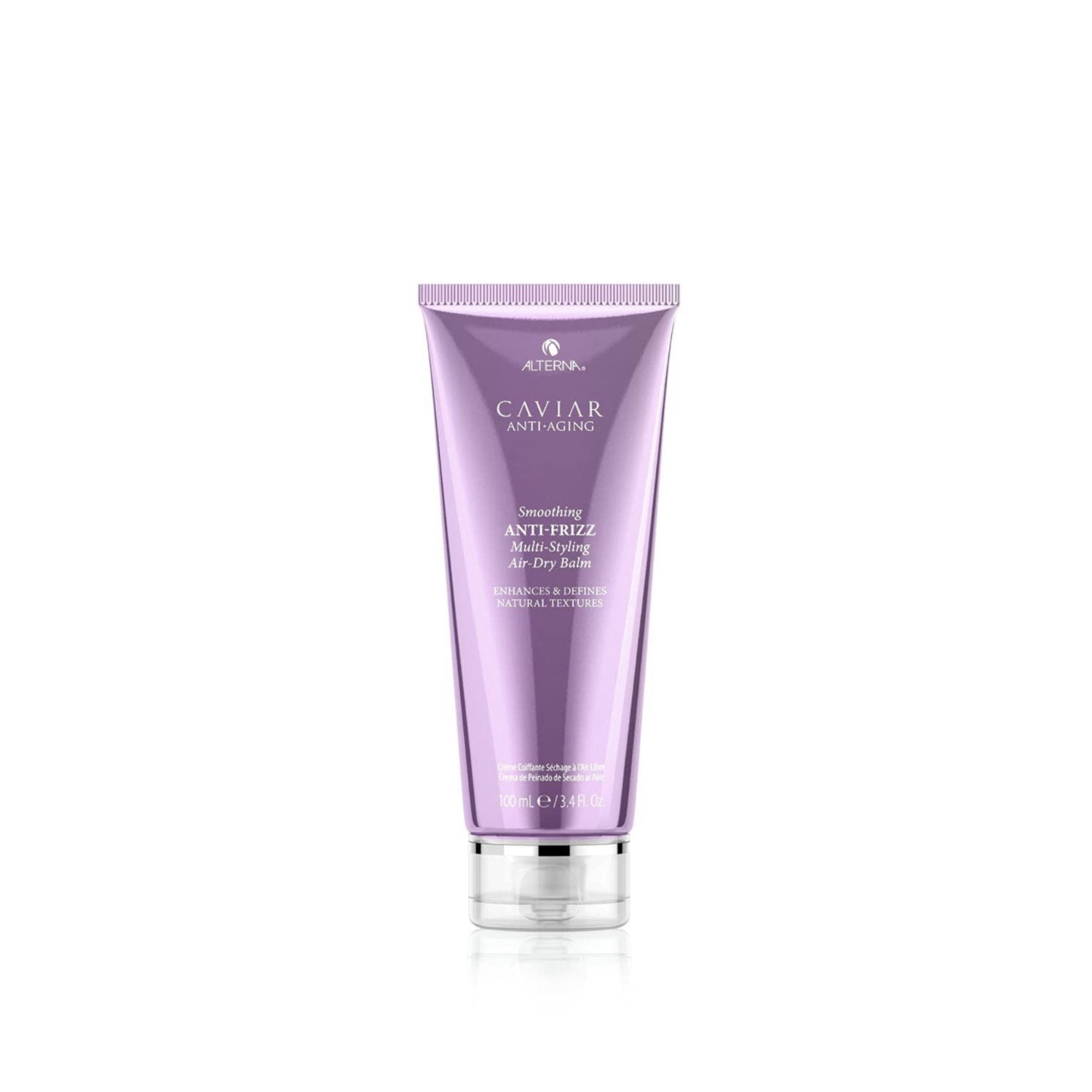 Alterna Caviar Anti-Aging Smoothing Anti-Frizz Multi-Styling Air Dry Balm in 3.4 oz tube, showing the product packaging.