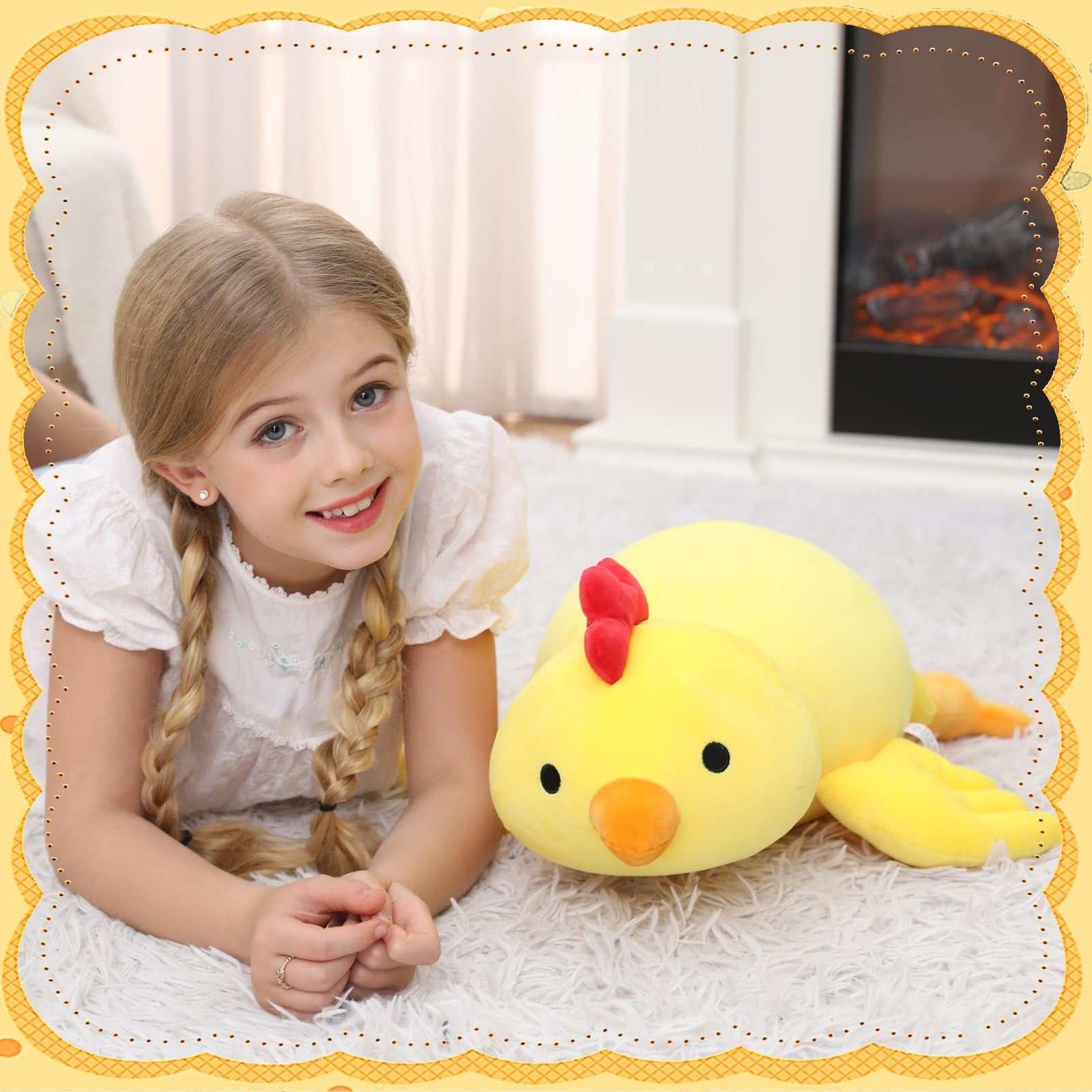 FLORVIV Weighted Chick 24-inch yellow plush toy for anxiety relief