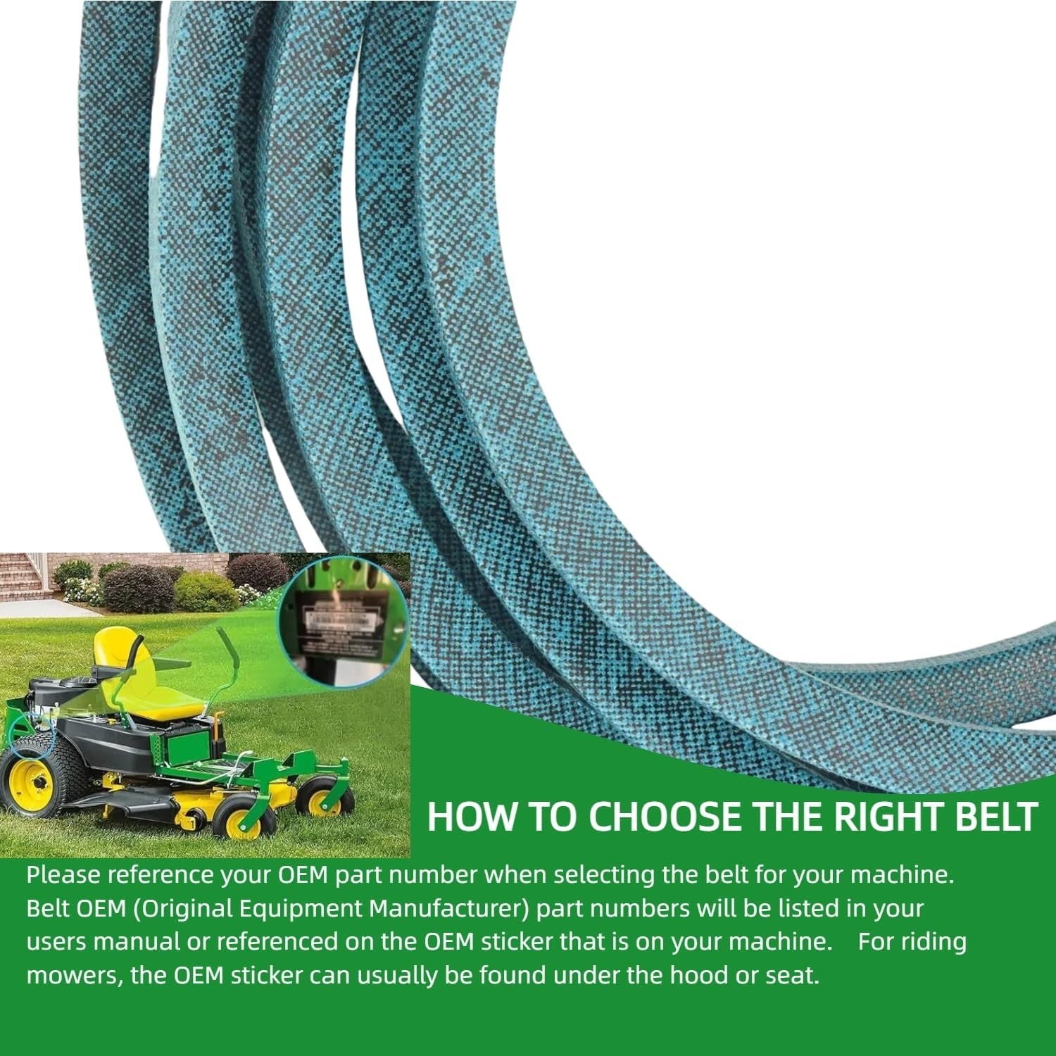 C-Yong 5/8 x 159 5/8 inch deck belt for Kubota K5639-36710, showing the unbranded lawn mower deck belt laid flat.