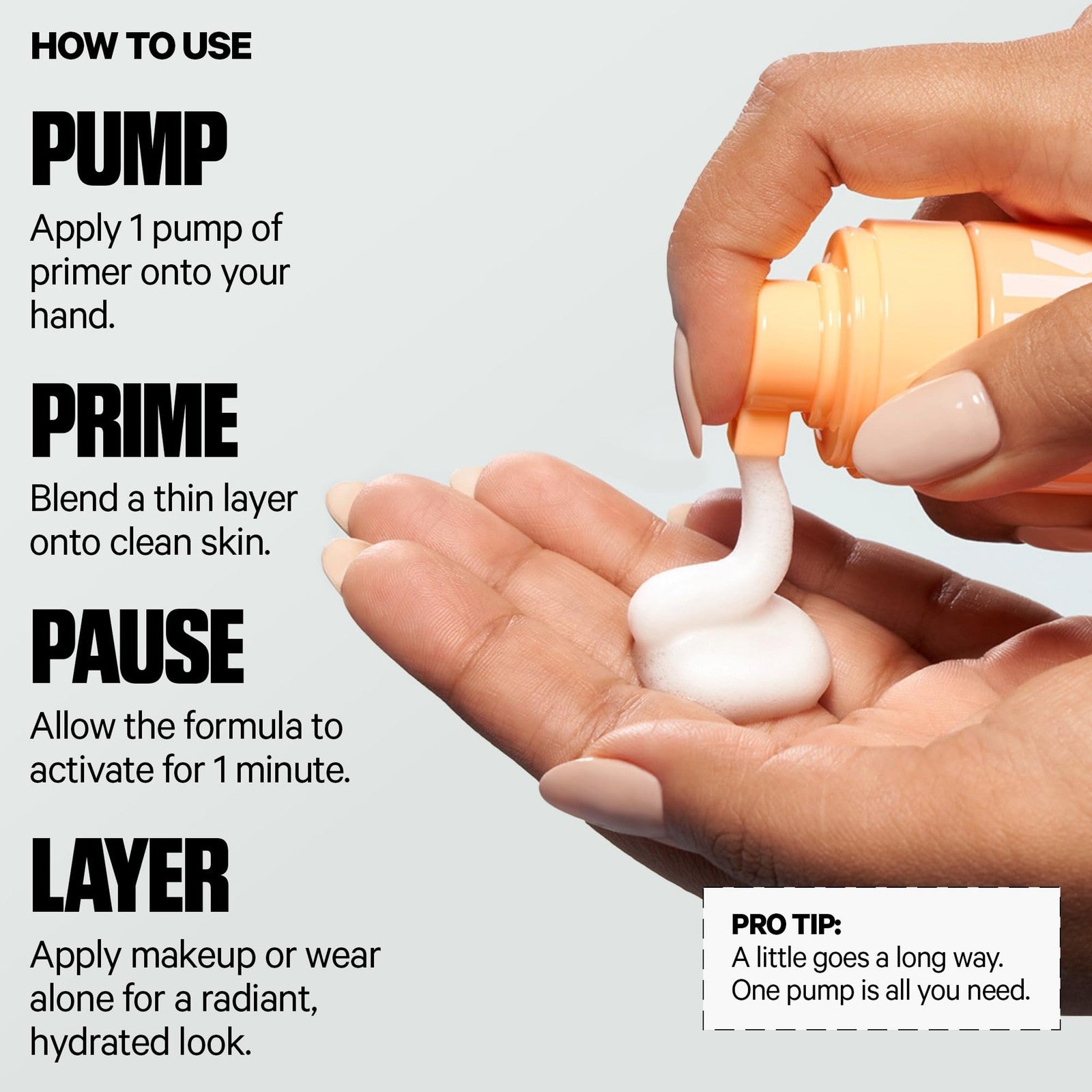Milk Makeup Cloud Glow Foam Brightening Primer applied to face, showing the lightweight, airy foam texture for a radiant makeup base.