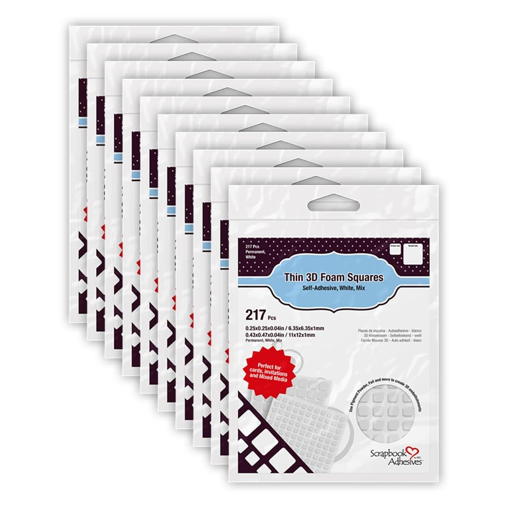 White 3L Scrapbook Adhesive by Scrapbook Adhesives, permanent thin pre-cut 3D adhesive strips for craft projects.
