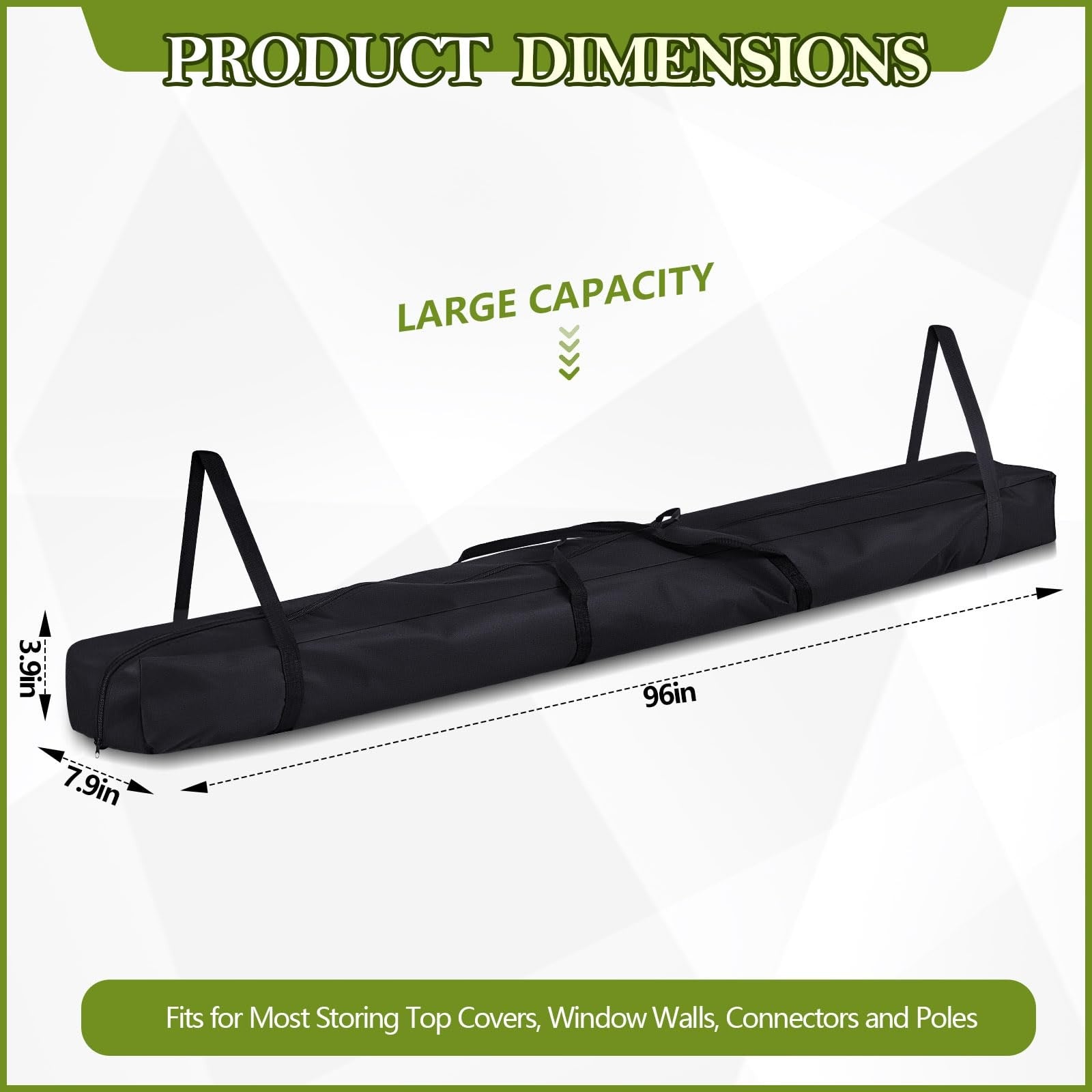 Vincreem portable tent poles bag with handles, Oxford fabric storage case for party tent poles and accessories