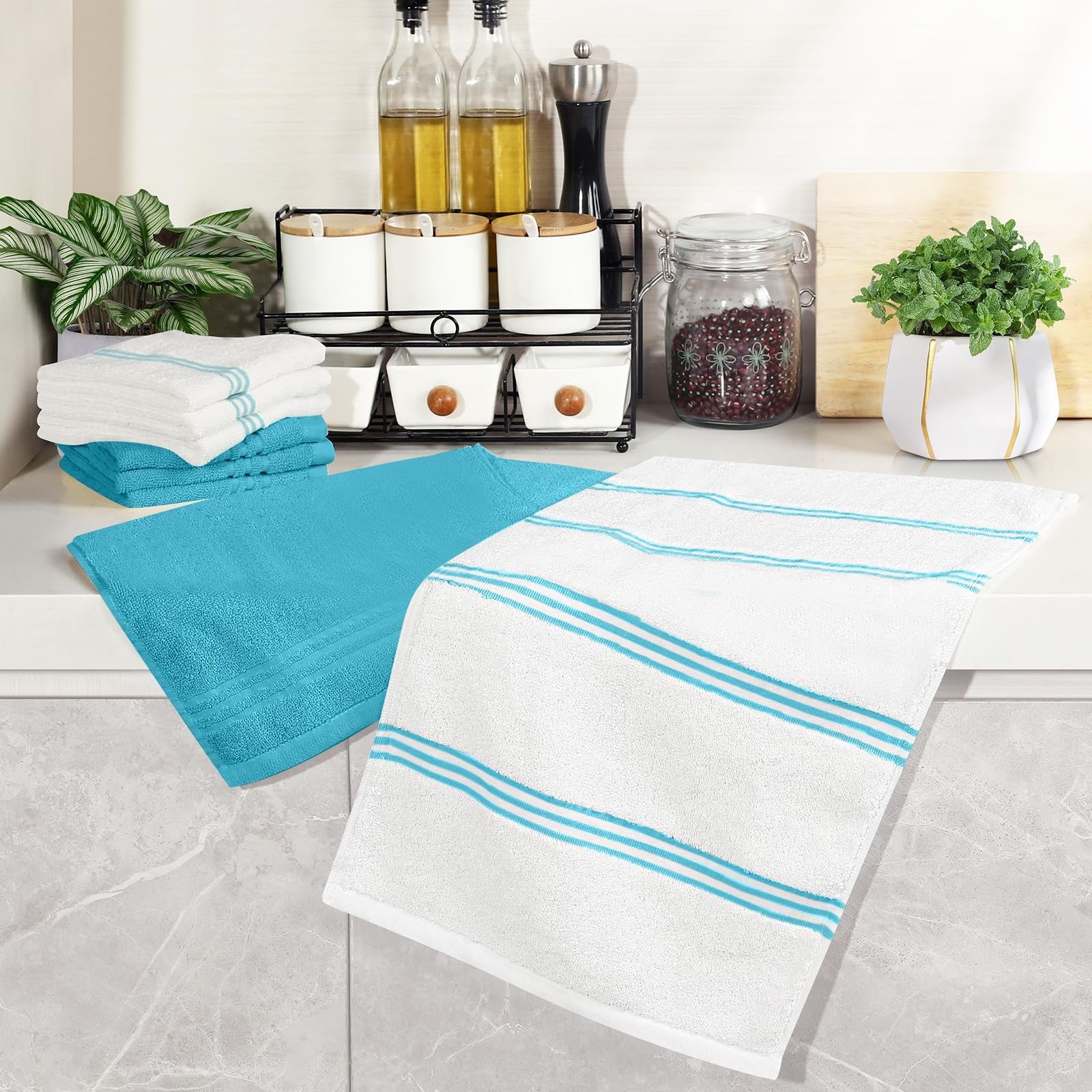 HULOSAN silicone oven mitts and pot holders with 100% cotton kitchen towels for heat protection and easy handling in the kitchen