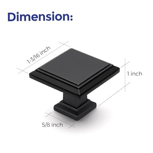 Ravinte matte black square cabinet knobs, 1-3/16 inch drawer pulls, hardware for kitchen or bathroom cabinets, set of 30