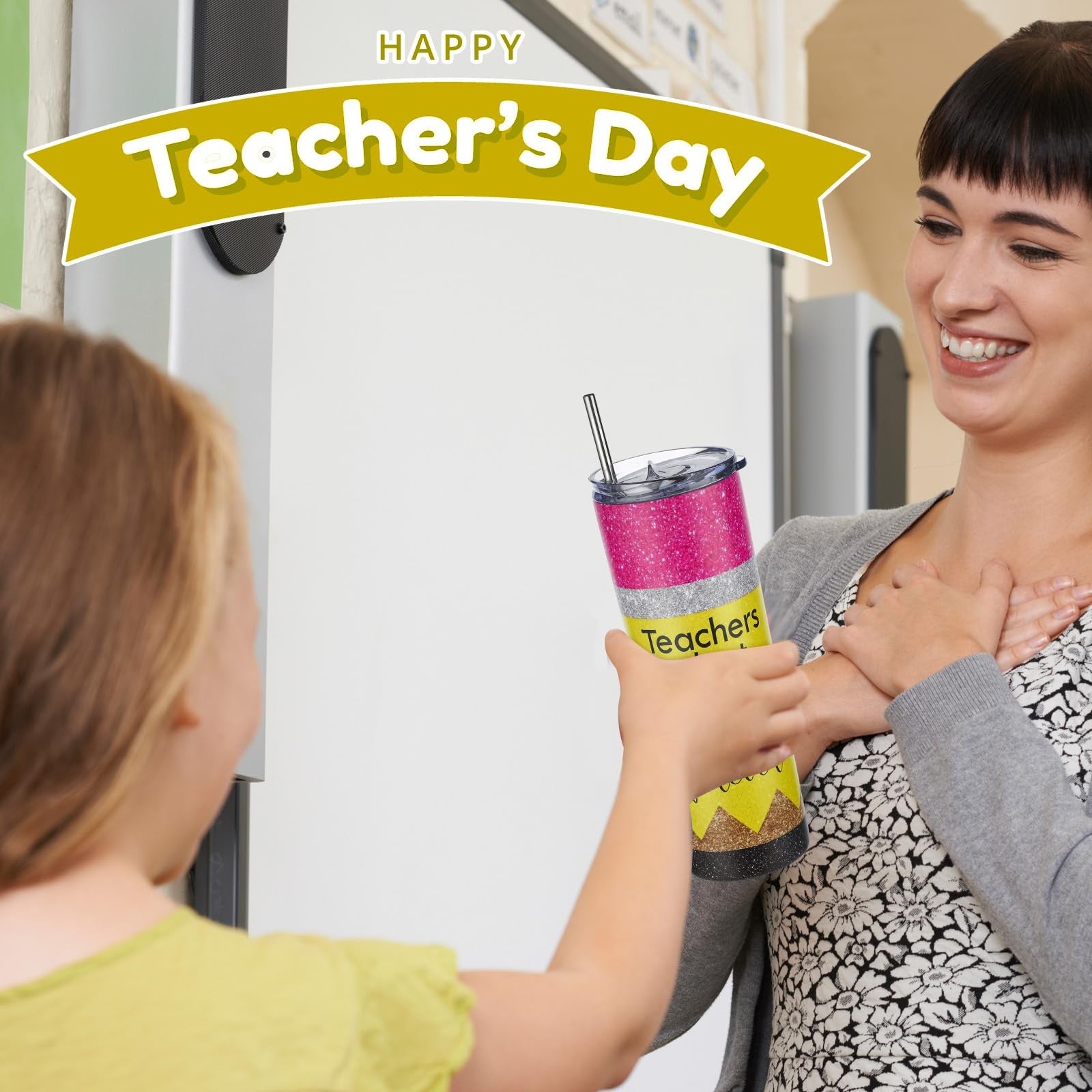 Sunnychicc 20oz teacher appreciation gifts set with four colorful mugs for end-of-year teacher gifts.
