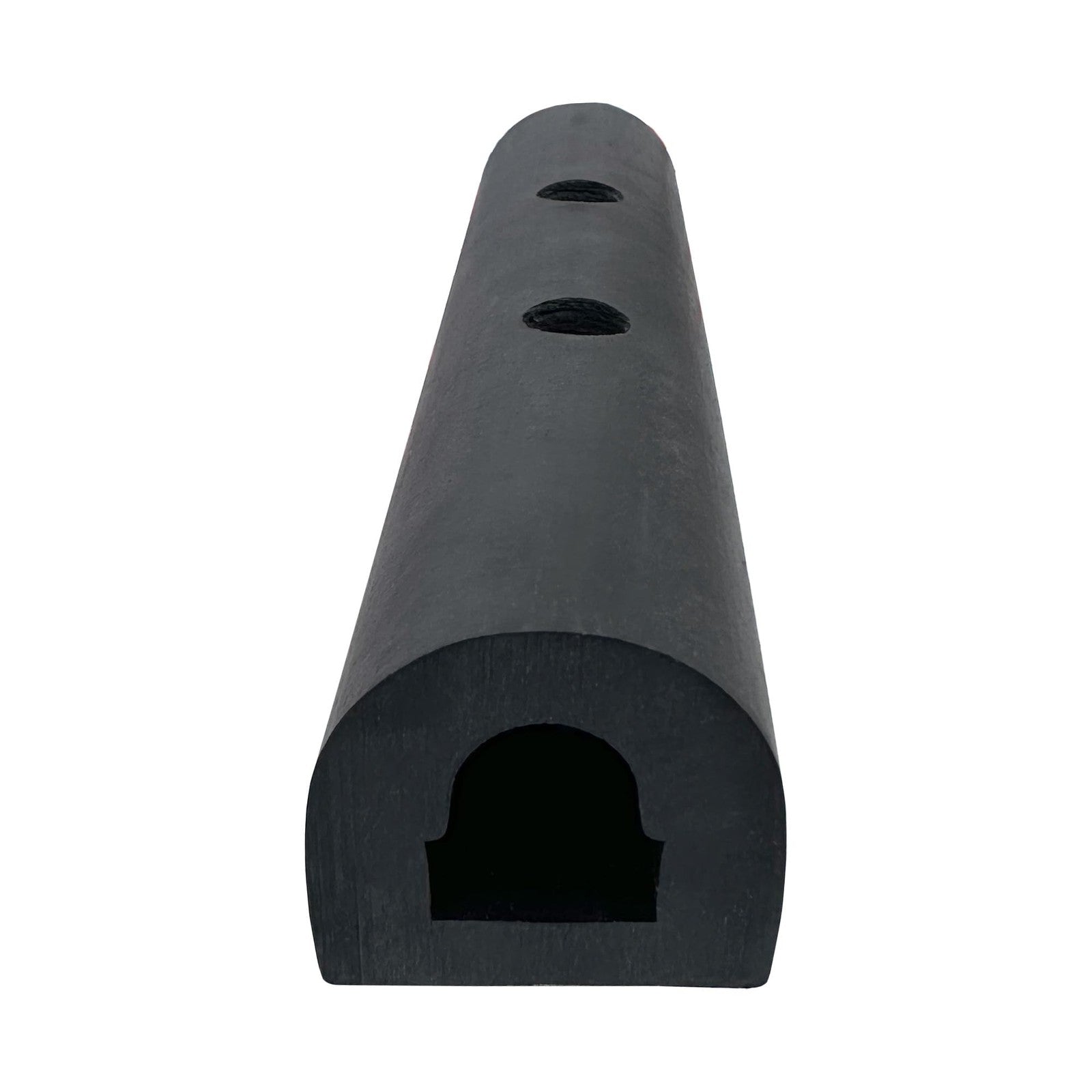 A.A rubber bumper strip measuring 10x2x2 inches, designed for protection on vans, trucks, and trailers, shown in the image.