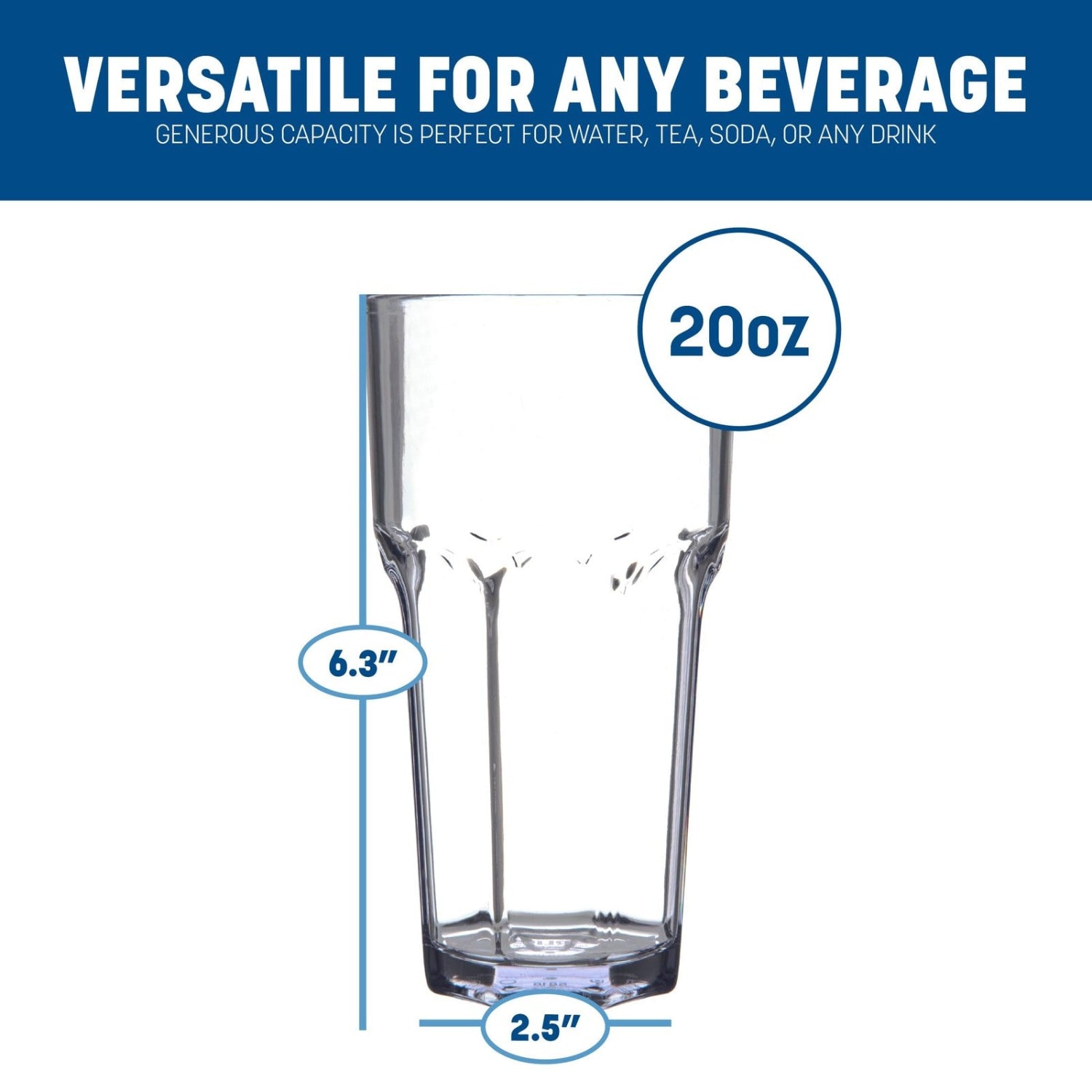 Carlisle FoodService Products Louis tall tumbler for restaurant and catering use, clear glass with a sleek design and sturdy base.