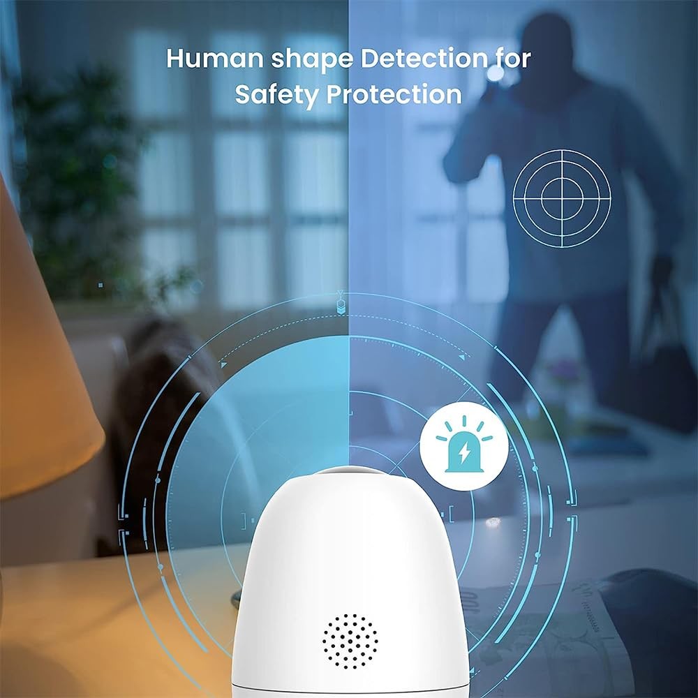Tenda CP6 2K indoor wireless pan-tilt security camera for home monitoring and baby surveillance, showing camera lens and adjustable angles.