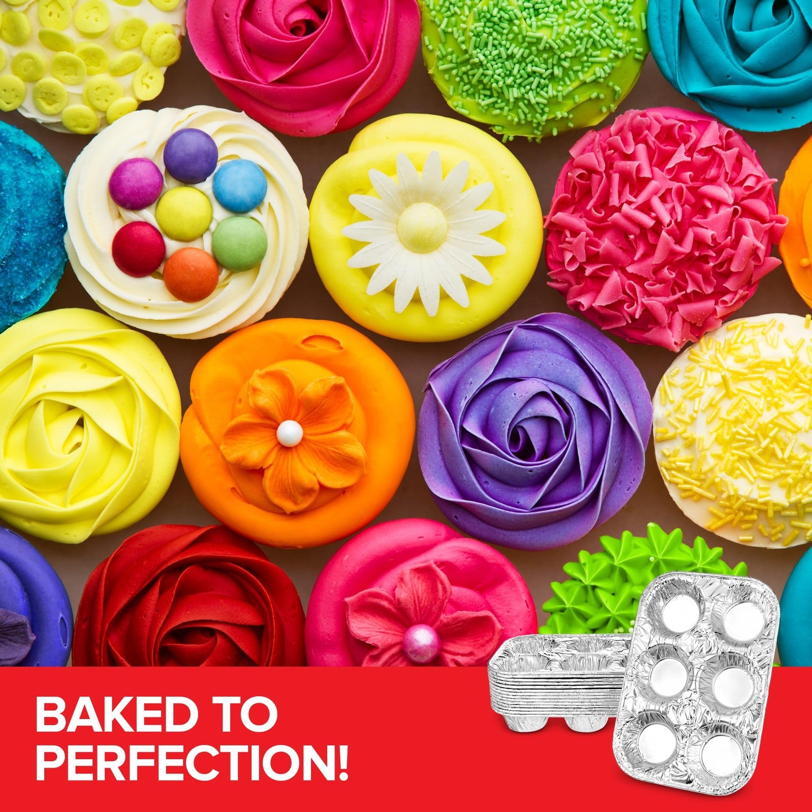 Stack of 40 disposable foil muffin tins with six cups each, perfect for baking and muffins from Stock Your Home.