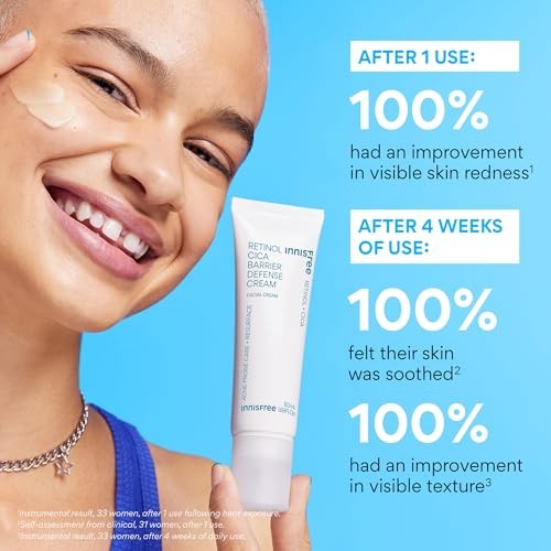 innisfree Retinol Cica Barrier Cream in a jar, Korean moisturizer with madecassoside, soothing and hydrating skincare product
