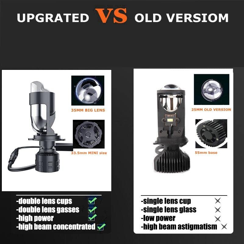HDYEGIOU H4 LED headlight bulb with 30,000 lumens, 6000K white color, featuring hi-lo beam functionality.