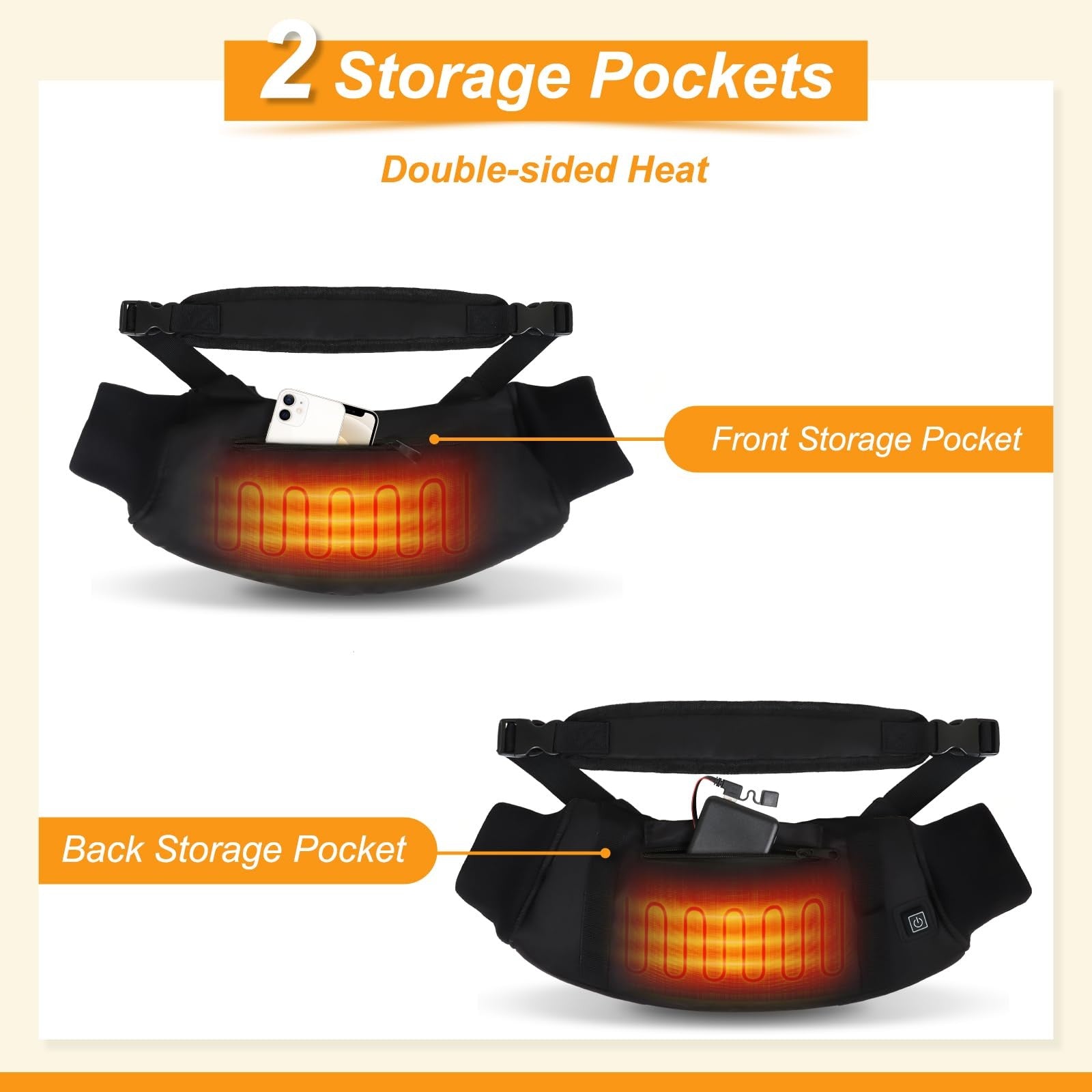 Glowsky electric heated hand warmer pouch with double-sided heating, designed for football players to keep hands warm.