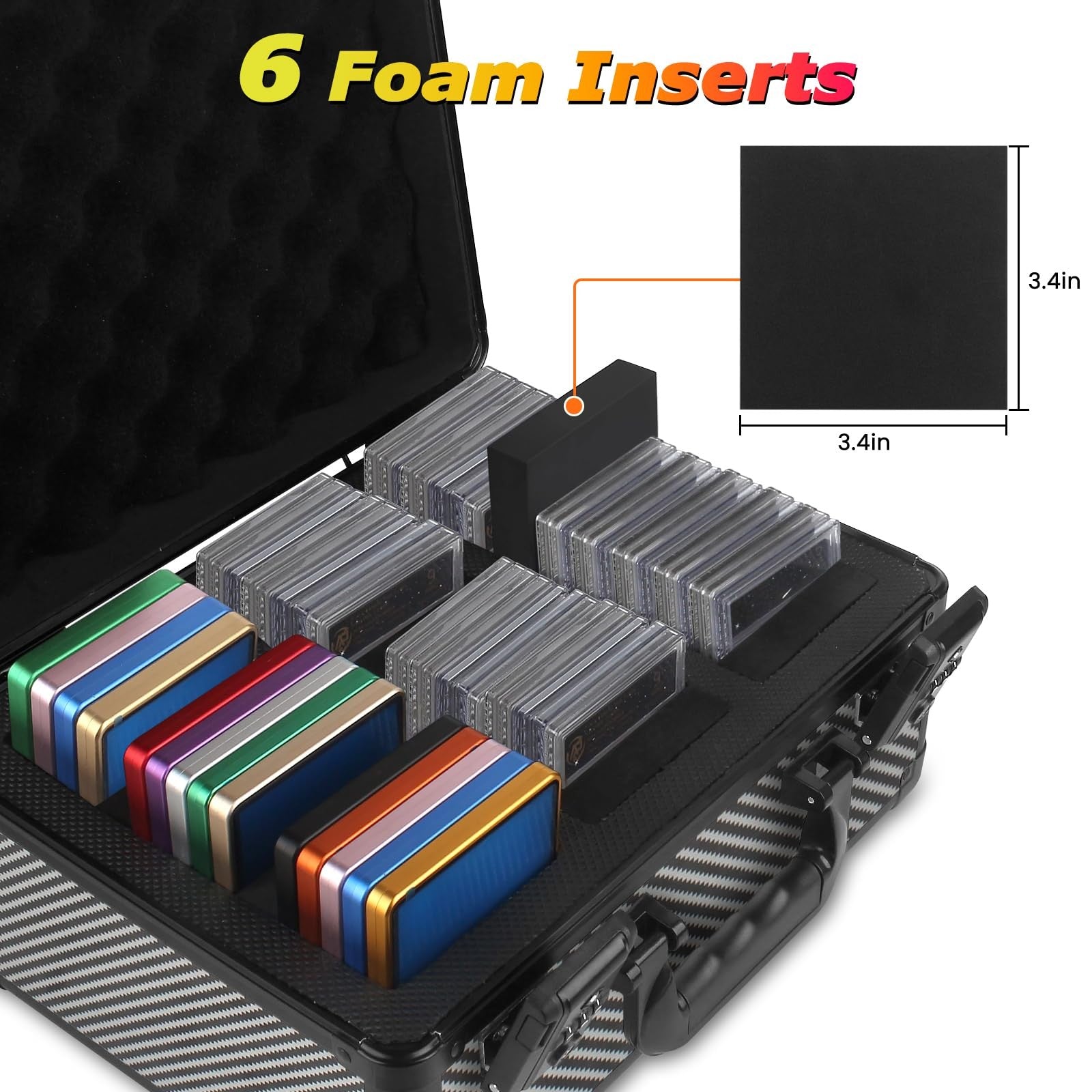 ZINHO graded sports card storage box with lock, waterproof trading card case showing secure, durable exterior and interior compartments.