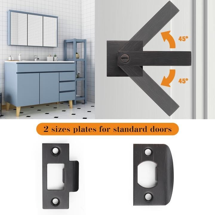 Probrico heavy duty privacy door handle lever with contemporary square design, shown in a close-up of its sleek metal finish.