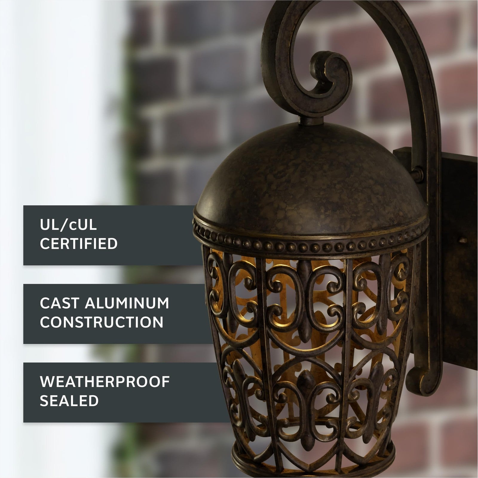 Outdoor wall light fixture by Designers Fountain Amherst, 17.75-inch exterior wall-mounted lighting with classic design.