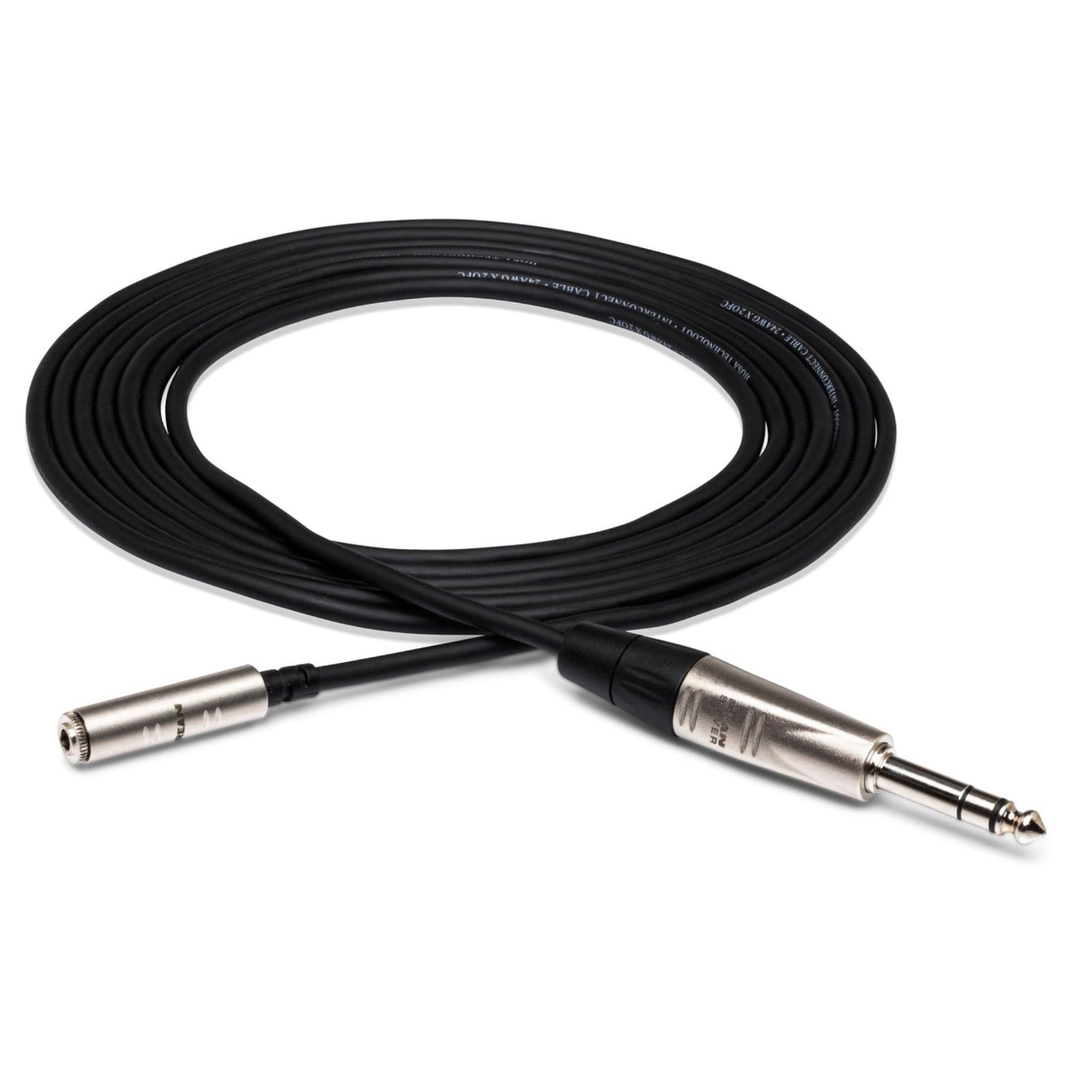 Hosa HXMS-010 Pro headphone adaptor cable with REAN 3.5mm TRS to 1/4 inch TRS connectors, 10-foot length.