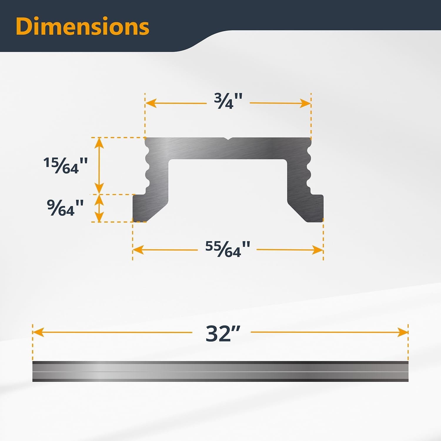 Powertec 32-inch aluminum miter T-track T-bar set for benchtop table saws and routers, shown installed on a woodworking table.