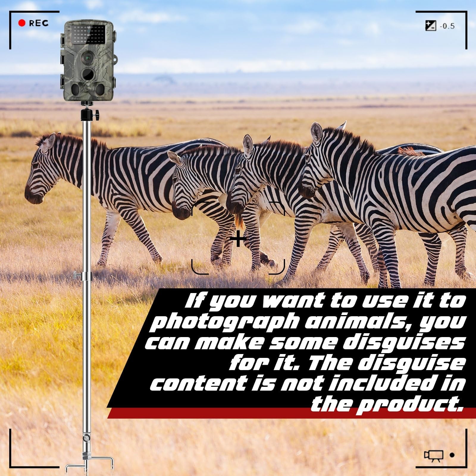 Relaxweex 4-piece trail game camera stand set made of thick foldable stainless steel for outdoor wildlife monitoring.