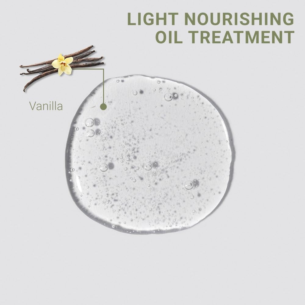 Loma Nourishing Oil Treatment Light bottle with dropper, showcasing the product's sleek packaging and clear liquid inside.