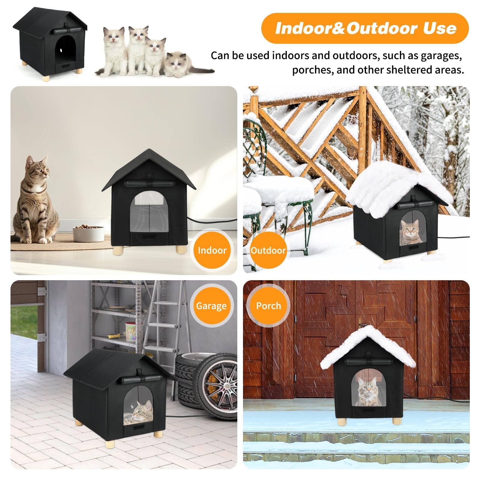 Rypet heated waterproof outdoor cat house with insulated walls and elevated design for winter outdoor shelter.