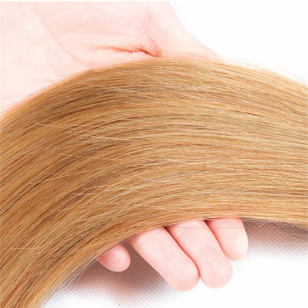 Biliisyff honey blonde human hair color #27 straight hair bundles with double weft weave for natural hairstyle options