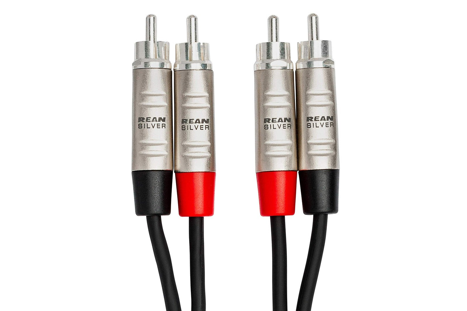 Hosa HRR-010X2 Pro stereo interconnect cable with dual REAN RCA connectors, 10-foot length on a neutral background.