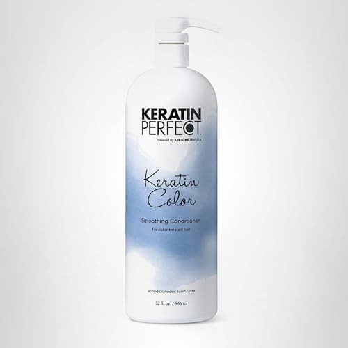 Keratin Perfect Keratin Color Smoothing Conditioner 32oz bottle with sleek packaging and white cap.