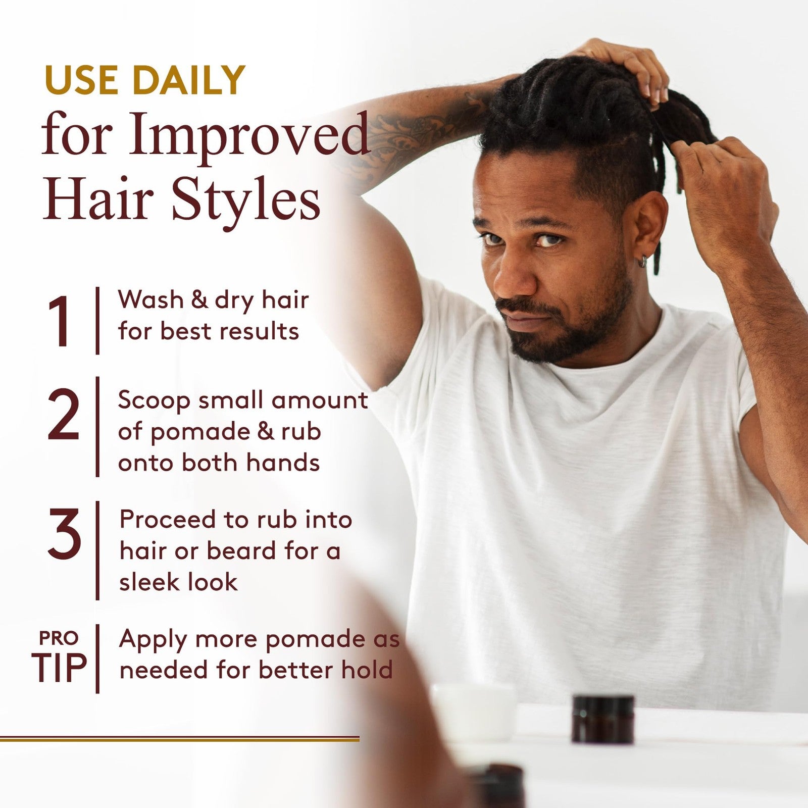 Okay-MEN castor oil beard and hair pomade, natural styling product for men with nourishing castor oil, shown in the image.