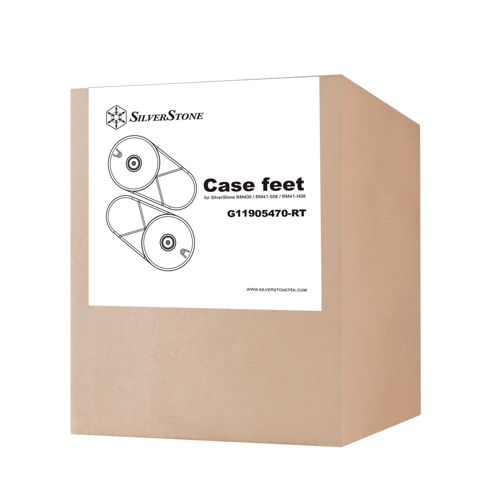 Set of 10 SilverStone case feet or chassis stand for RM400, RM41-506, and RM41-H08 computer cases, showing black rubber pads.