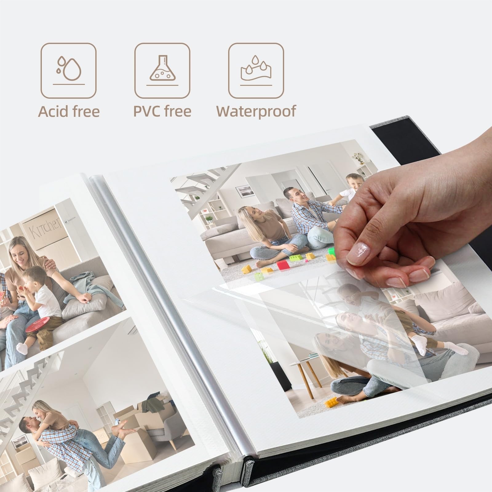 Vienrose large self-adhesive photo album for 4x6, 8x10, and 10x12 pictures, ideal for scrapbook and photo storage.