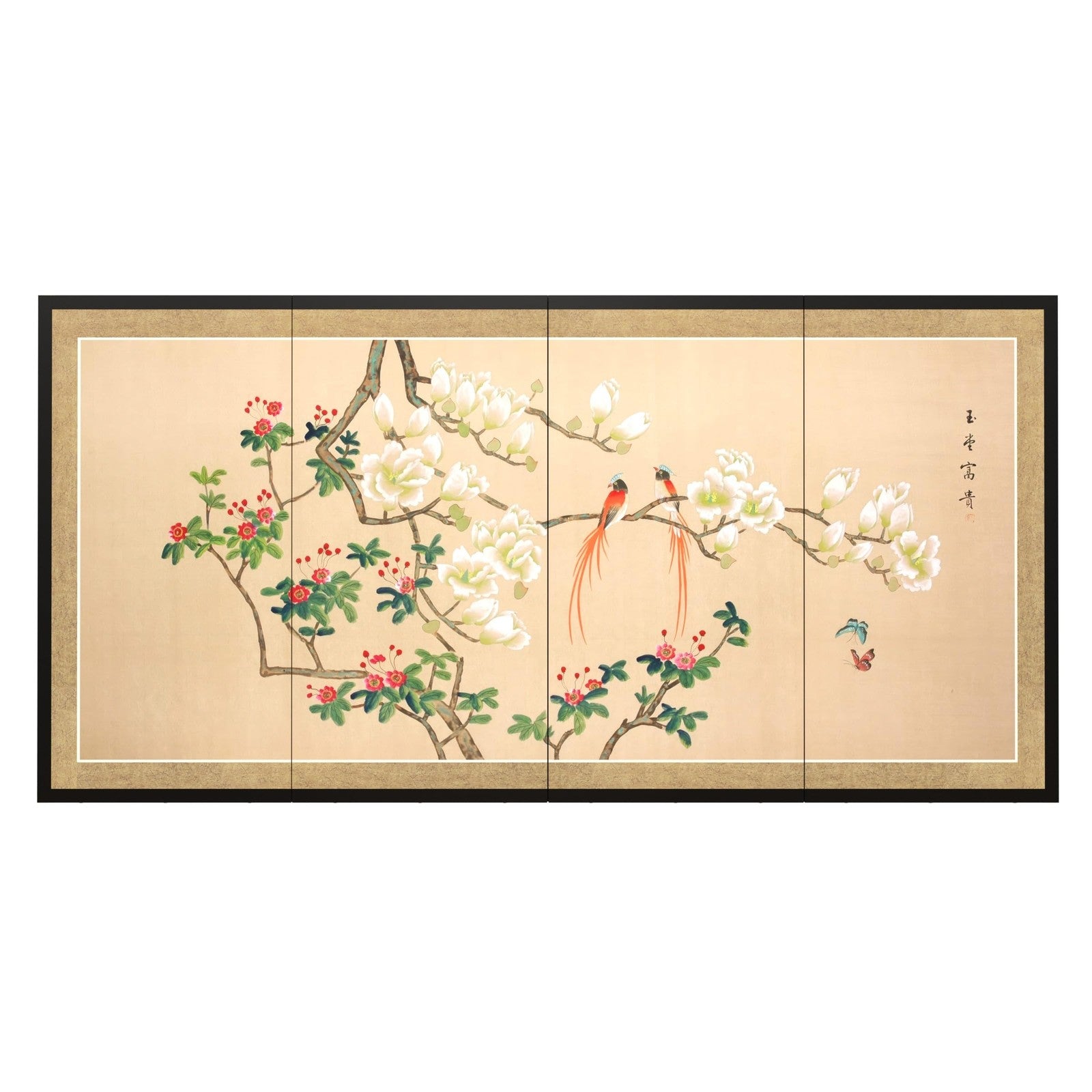 Red Lantern Oriental Furniture Love Birds sculpture, 24-inch decorative ceramic piece featuring intricately detailed love bird figures.