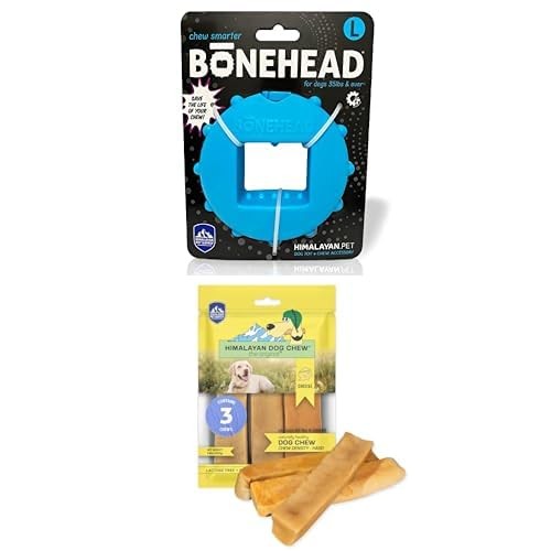 Large Himalayan Pet Supply Yak Cheese Dog Chew Bonehead for dogs, sturdy chew holder with natural Himalayan yak cheese treat