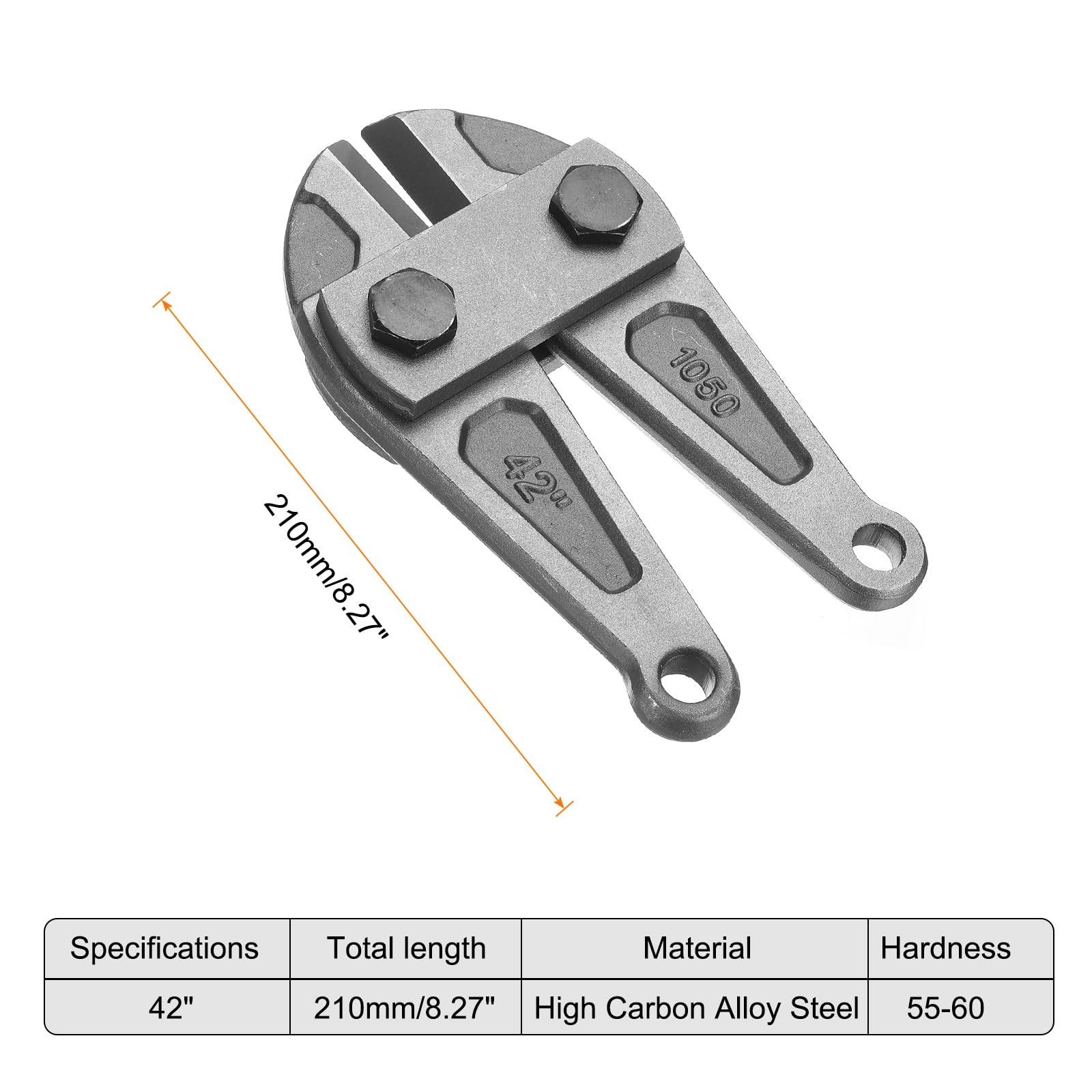HARFINGTON 42-inch bolt cutter replacement jaws made of alloy steel, designed for cutting wire fences and heavy-duty cutting tools.