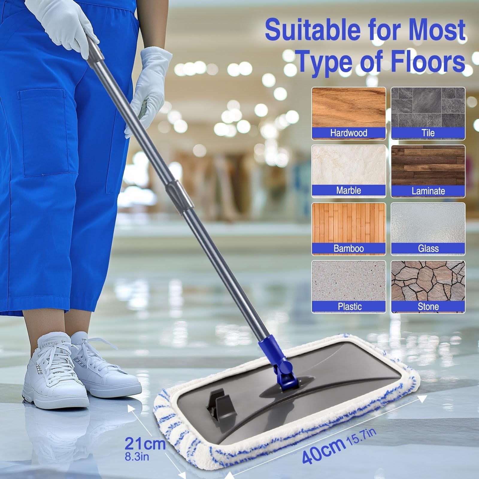 MASTERTOP microfiber mop for floor cleaning, large industrial mop with durable microfiber strands, ideal for commercial cleaning tasks.