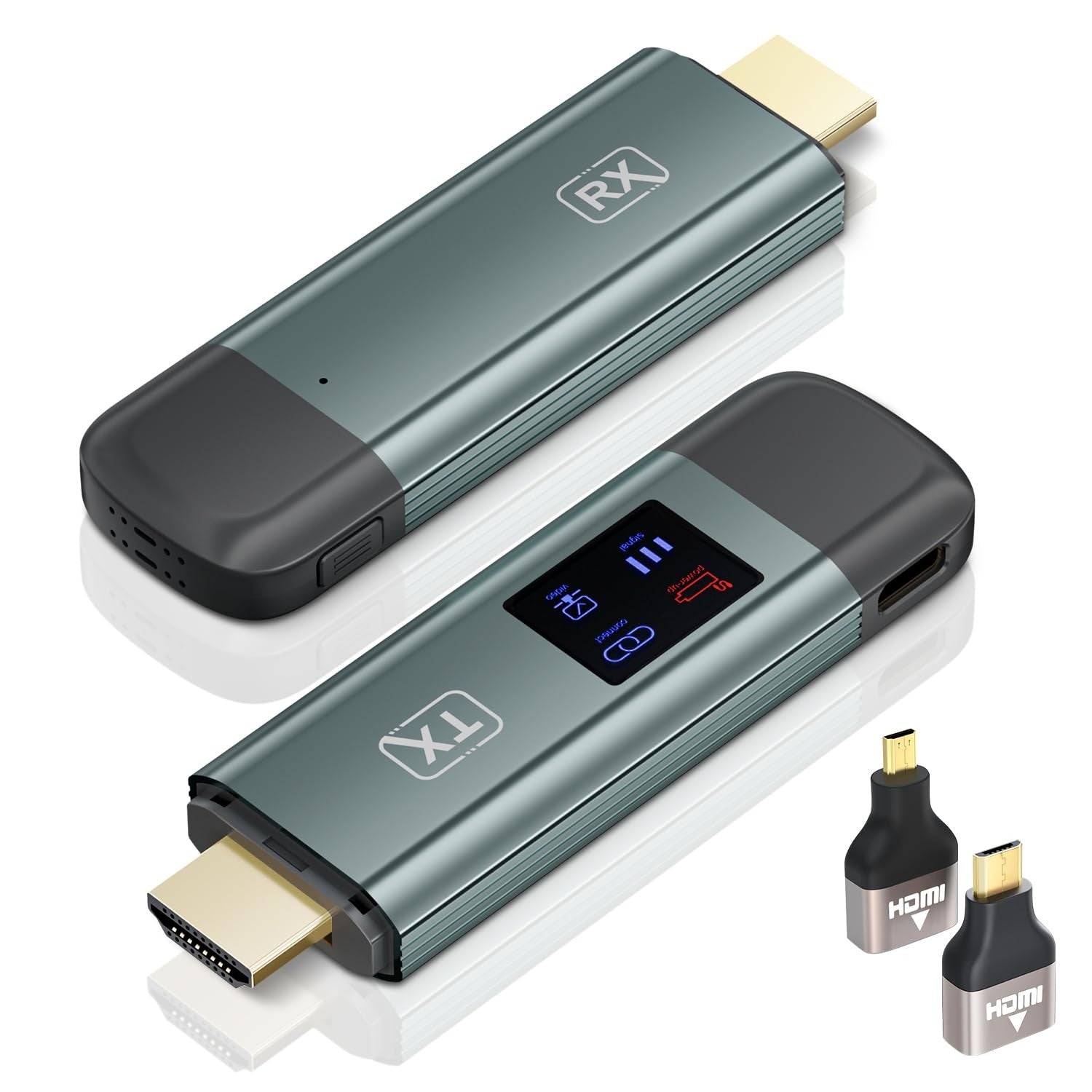 TTQ Wireless HDMI transmitter and receiver with 4K extender, compact design, and plug-and-play setup for 100ft wireless range.